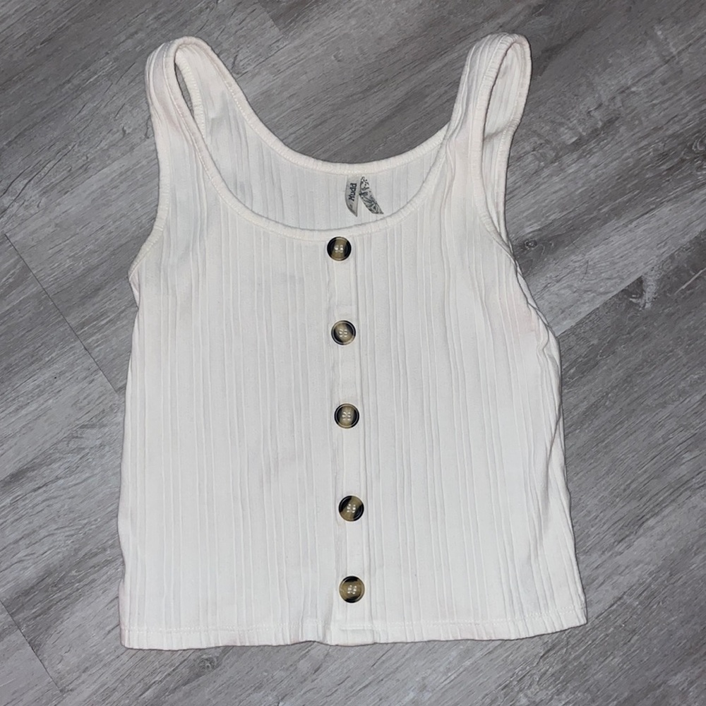 Women’s White Button Down Tank